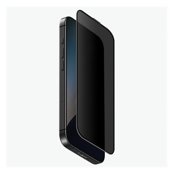 Apple iPhone 16 Pro Max, Kijelzővédő fólia, ütésálló fólia (az íves részre is!), Tempered Glass (edzett üveg), Uniq Optix Privacy, fekete
