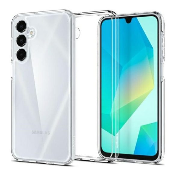 Samsung Galaxy A16 4G / A16 5G SM-A165F / A166B, Műanyag hátlap védőtok + szilikon keret, Spigen Ultra Hybrid, átlátszó