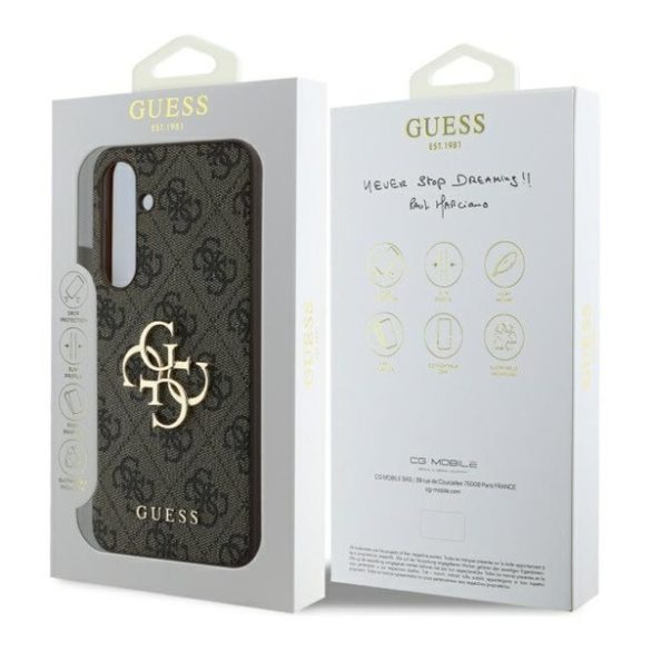 Guess 4G Big Metal Logo Samsung Galaxy S24 FE hátlap tok, barna