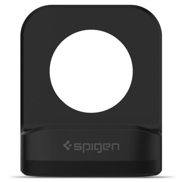 Apple Watch 1-6, SE (42 / 44 mm), asztali töltő tartó állvány, Spigen Night Stand S350, fekete