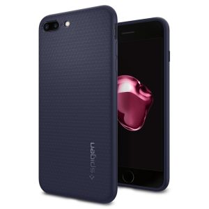 Apple iPhone 7 Plus / 8 Plus, Szilikon tok, Spigen Liquid Air, háromszög minta, sötétkék