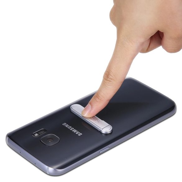 Univerzális asztali tartó, kitámasztó, telefonra tapasztható, Spigen U100, ezüst