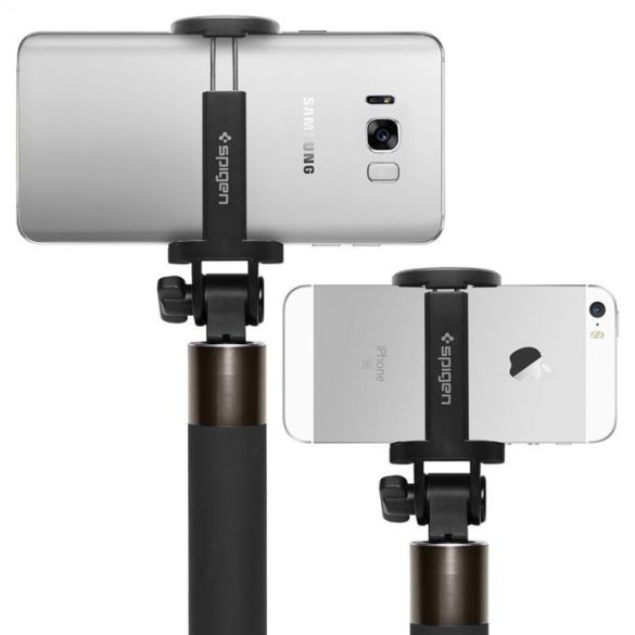 Selfie bot, 18 - 75 cm, 295°-ban forgatható, exponáló gombbal, bluetooth-os, Spigen Velo S530W, fekete