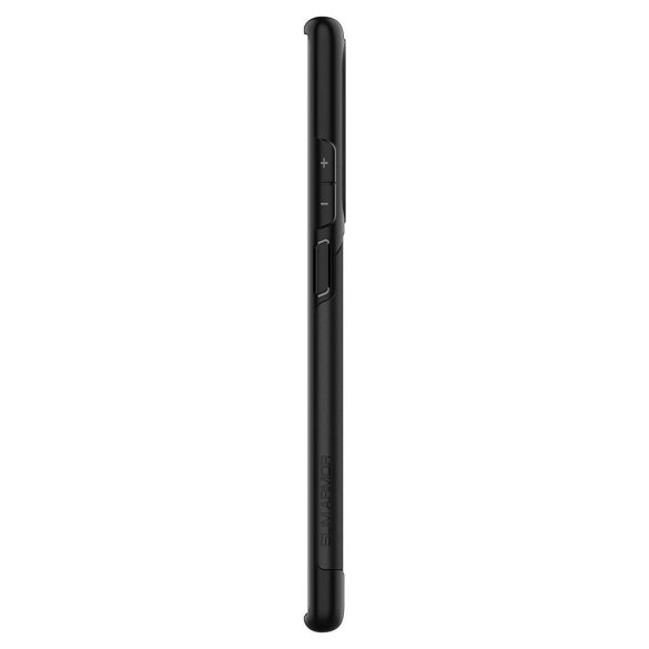 Samsung Galaxy S10e SM-G970, Szilikon tok, műanyag hátlappal, kitámasztóval, Spigen Slim Armor, fekete