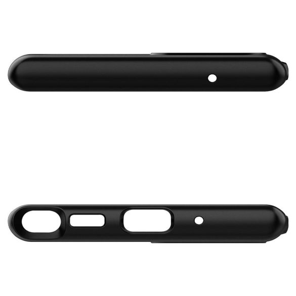 Samsung Galaxy S10e SM-G970, Szilikon tok, műanyag hátlappal, kitámasztóval, Spigen Slim Armor, fekete
