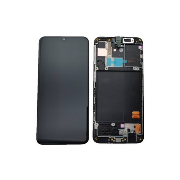 Samsung A405 Galaxy A40 kompatibilis LCD modul kerettel, OEM jellegű, fekete