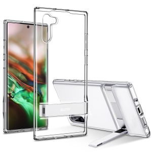 Samsung Galaxy Note 10 / 10 5G SM-N970 / N971, Szilikon tok, légpárnás sarok, kitámasztóval, ESR Air Shield Boost, átlátszó