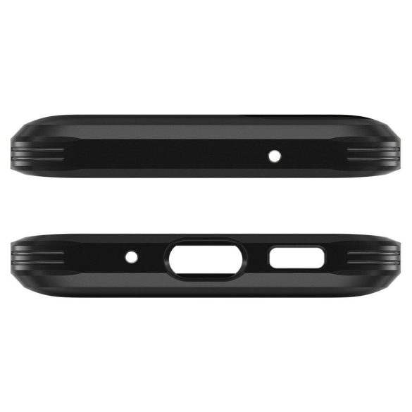 Apple iPhone 11 Pro Max, Szilikon tok + műanyag hátlap, kitámasztóval, Spigen Tough Armor, sötétszürke