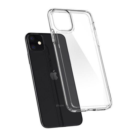 Apple iPhone 11, Műanyag hátlap védőtok + szilikon keret, Spigen Ultra Hybrid, átlátszó