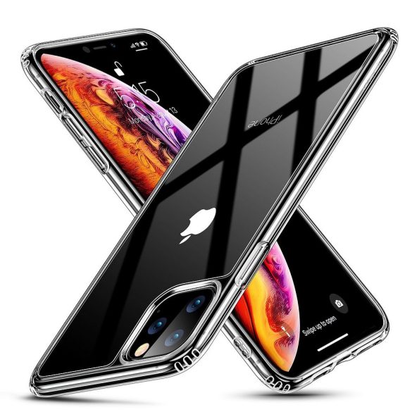 Apple iPhone 11, Szilikon védőkeret, edzett üveg hátlap, ESR Ice Shield, átlátszó