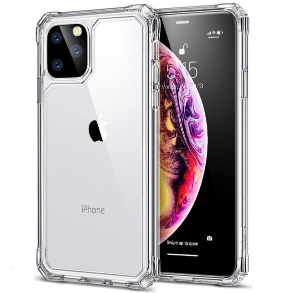 Apple iPhone 11 Pro Max, Szilikon tok, műanyag hátlappal, légpárnás sarok, közepesen ütésálló, ESR Air Armor, átlátszó