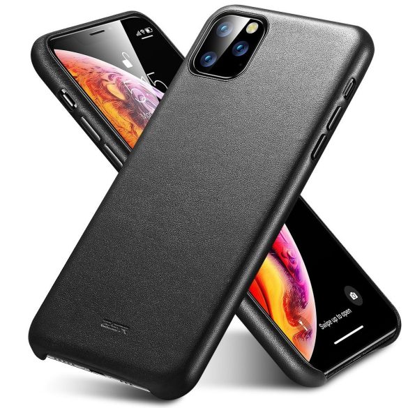 Apple iPhone 11 Pro, Műanyag hátlap védőtok, bőrrel bevont hátlap, ESR Metro Leather, fekete