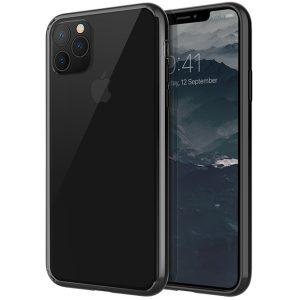 Apple iPhone 11 Pro Max, Szilikon keret + műanyag hátlap, közepesen ütésálló, légpárnás sarok, Uniq Lifepro Xtreme, átlátszó/fekete