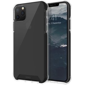 Apple iPhone 11 Pro Max, Szilikon keret + műanyag hátlap, közepesen ütésálló, légpárnás sarok, Uniq Combat, átlátszó/fekete