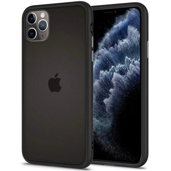 Apple iPhone 11 Pro Max, Szilikon védőkeret + műanyag hátlap, közepesen ütésálló, Spigen Ciel Cyril Color Brick, áttetsző/fekete