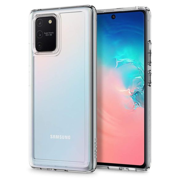 Samsung Galaxy S10 Lite SM-G770, Műanyag hátlap védőtok + szilikon keret, Spigen Ultra Hybrid, átlátszó