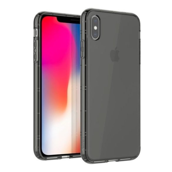 Apple iPhone X / XS, Szilikon tok, közepesen ütésálló, légpárnás keret, Uniq Hybrid Air Fender, átlátszó/szürke