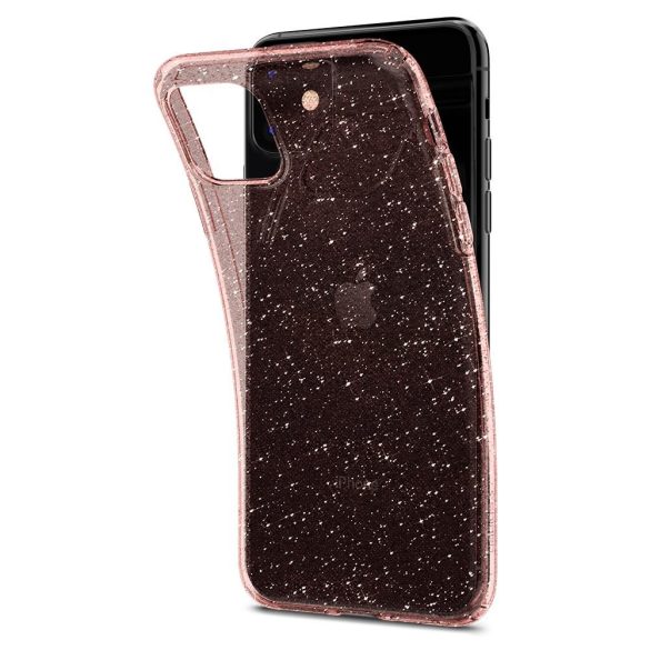 Apple iPhone 7 / 8 / SE (2020) / SE (2022), Szilikon tok, Spigen Liquid Crystal Glitter, átlátszó/vörösarany