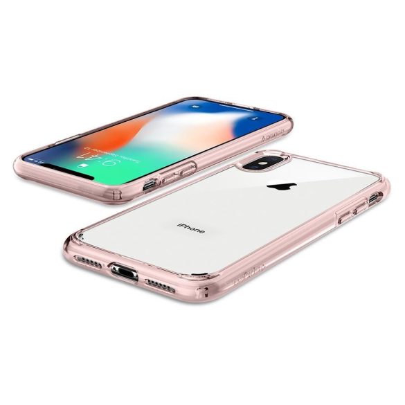 Apple iPhone 7 / 8 / SE (2020) / SE (2022), Műanyag hátlap védőtok + szilikon keret, Spigen Ultra Hybrid, átlátszó/vörösarany