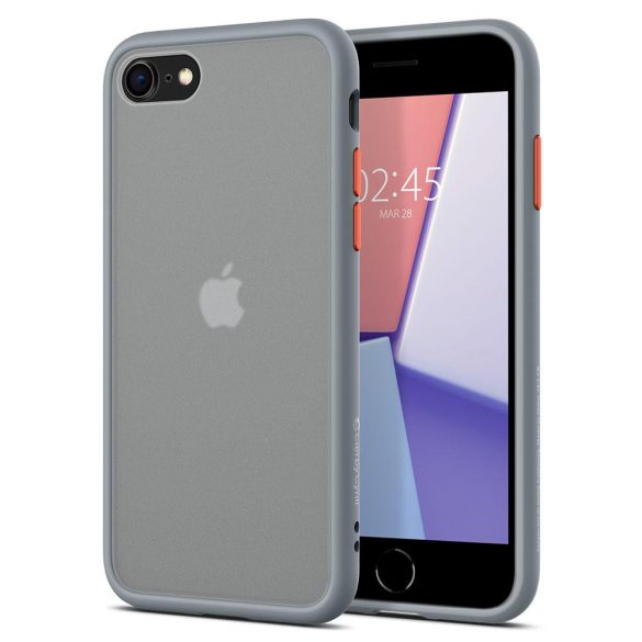 Apple iPhone 7 / 8 / SE (2020) / SE (2022), Szilikon védőkeret + műanyag hátlap, közepesen ütésálló, Spigen Ciel Cyril Color Brick, áttetsző/szürke