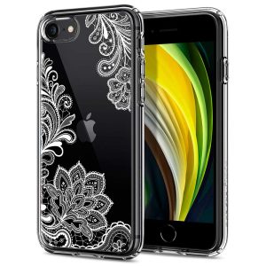 Apple iPhone 7 / 8 / SE (2020) / SE (2022), Szilikon tok, légpárnás sarok, mandala minta, Spigen Ciel Cyril Cecile, átlátszó/fehér
