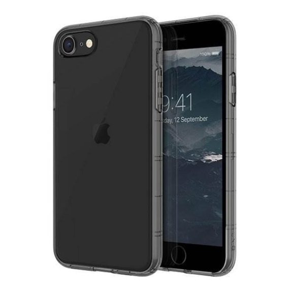 Apple iPhone 7 / 8 / SE (2020) / SE (2022), Szilikon tok, közepesen ütésálló, légpárnás keret, Uniq Hybrid Air Fender, átlátszó/fekete