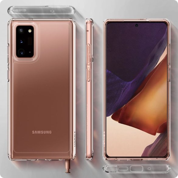 Samsung Galaxy Note 20 / 20 5G SM-N980 / N981, Műanyag hátlap védőtok + szilikon keret, Spigen Ultra Hybrid, átlátszó