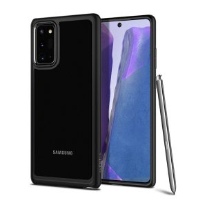 Samsung Galaxy Note 20 / 20 5G SM-N980 / N981, Műanyag hátlap védőtok + szilikon keret, Spigen Ultra Hybrid, átlátszó/fekete