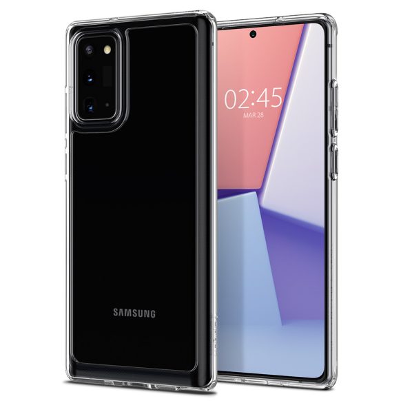 Samsung Galaxy Note 20 / 20 5G SM-N980 / N981, Szilikon tok + műanyag keret, közepesen ütésálló, Spigen Crystal Hybrid, átlátszó
