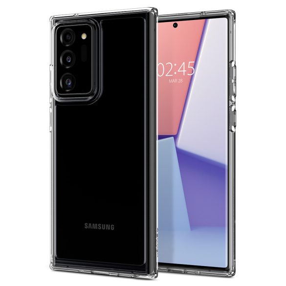 Samsung Galaxy Note 20 Ultra / 20 Ultra 5G SM-N985 / N986, Szilikon tok + műanyag keret, közepesen ütésálló, Spigen Crystal Hybrid, átlátszó
