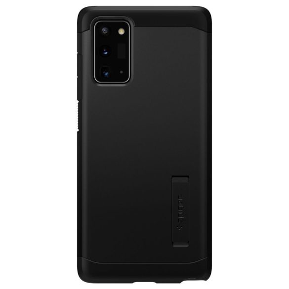 Samsung Galaxy Note 20 / 20 5G SM-N980 / N981, Szilikon tok + műanyag hátlap, kitámasztóval, Spigen Tough Armor, fekete
