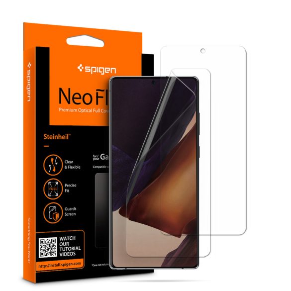 Samsung Galaxy Note 20 / 20 5G SM-N980 / N981, Kijelzővédő fólia (az íves részre is!), Spigen Neo Flex, Clear Prémium, 2 db / csomag