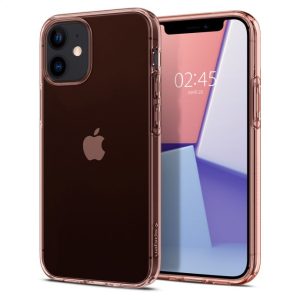 Apple iPhone 12 Mini, Szilikon tok, Spigen Crystal Flex, átlátszó/vörösarany