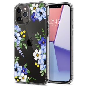 Apple iPhone 12 Pro Max, Szilikon tok, légpárnás sarok, Bloom virág minta, Spigen Ciel Cyril Cecile, átlátszó/színes