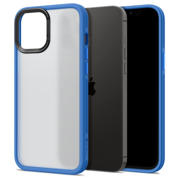 Apple iPhone 12 Pro Max, Szilikon védőkeret + műanyag hátlap, közepesen ütésálló, Spigen Ciel Cyril Color Brick, áttetsző/kék