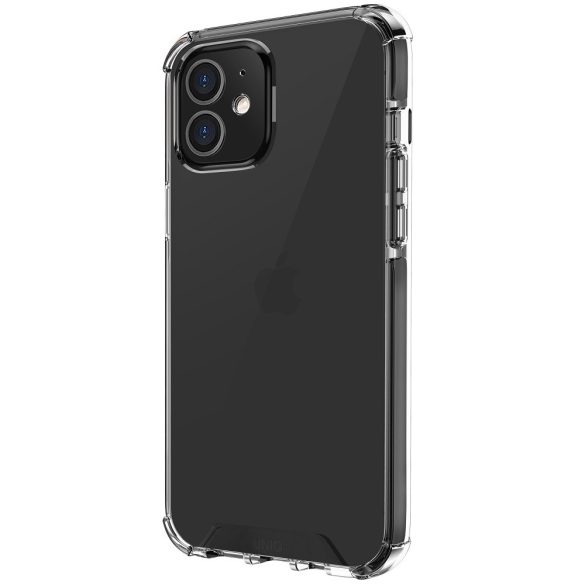 Apple iPhone 12 Mini, Szilikon keret + műanyag hátlap, közepesen ütésálló, légpárnás sarok, Uniq Combat, átlátszó/fekete