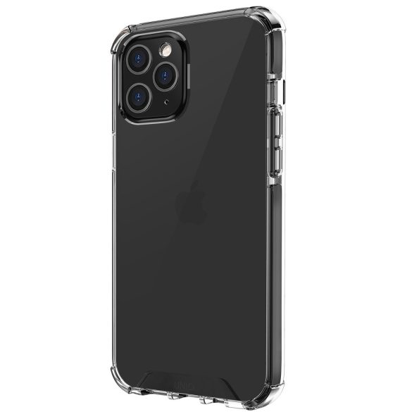 Apple iPhone 12 Pro Max, Szilikon keret + műanyag hátlap, közepesen ütésálló, légpárnás sarok, Uniq Combat, átlátszó/fekete