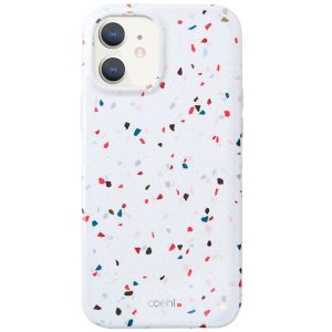 Apple iPhone 12 Mini, Szilikon tok, közepesen ütésálló, konfetti minta, Uniq Coehl Terrazzo, színes/fehér