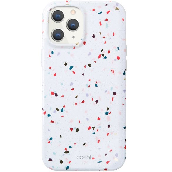Apple iPhone 12 / 12 Pro, Szilikon tok, közepesen ütésálló, konfetti minta, Uniq Coehl Terrazzo, színes/fehér