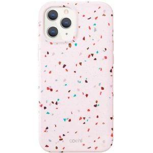 Apple iPhone 12 Pro Max, Szilikon tok, közepesen ütésálló, konfetti minta, Uniq Coehl Terrazzo, színes/rózsaszín