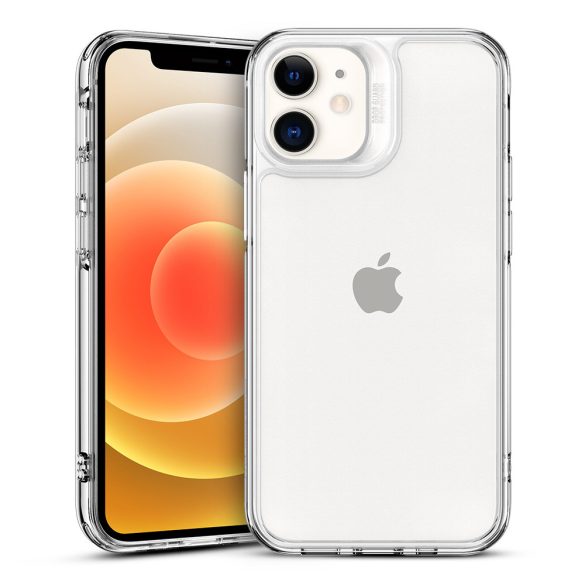 Apple iPhone 12 Mini, Szilikon védőkeret, edzett üveg hátlap, ESR Ice Shield, átlátszó