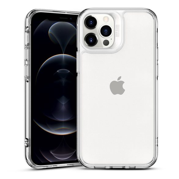 Apple iPhone 12 Pro Max, Szilikon védőkeret, edzett üveg hátlap, ESR Ice Shield, átlátszó