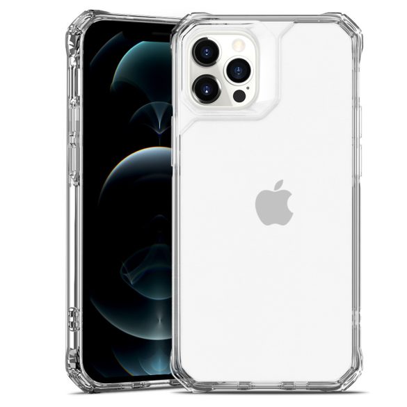 Apple iPhone 12 / 12 Pro, Szilikon tok, műanyag hátlappal, légpárnás sarok, közepesen ütésálló, ESR Air Armor, átlátszó