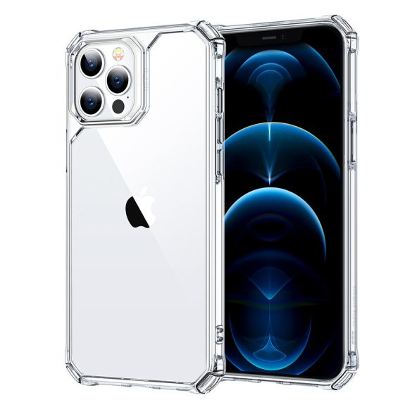 Apple iPhone 12 Pro Max, Szilikon tok, műanyag hátlappal, légpárnás sarok, közepesen ütésálló, ESR Air Armor, átlátszó
