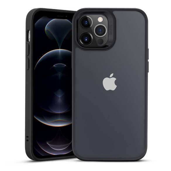 Apple iPhone 12 Pro Max, Műanyag hátlap védőtok + szilikon keret, ESR Classic Hybrid, átlátszó/fekete
