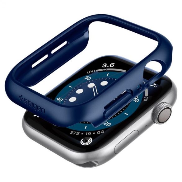 Apple Watch 4-6, SE (44mm), Műanyag védőkeret, szíj nélkül, Spigen Thin Fit, kék
