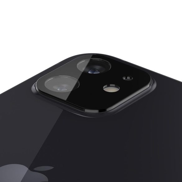 Apple iPhone 12, Kamera lencsevédő fólia, ütésálló fólia, Tempered Glass (edzett üveg), Spigen Glastr Optik, fekete, 2 db / csomag