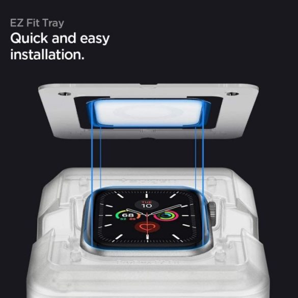 Apple Watch 4-6, SE (40mm), Kijelzővédő fólia, ütésálló fólia (az íves részre is!), Tempered Glass (edzett üveg), Spigen Pro Ez Fit, Clear, 2 db / csomag
