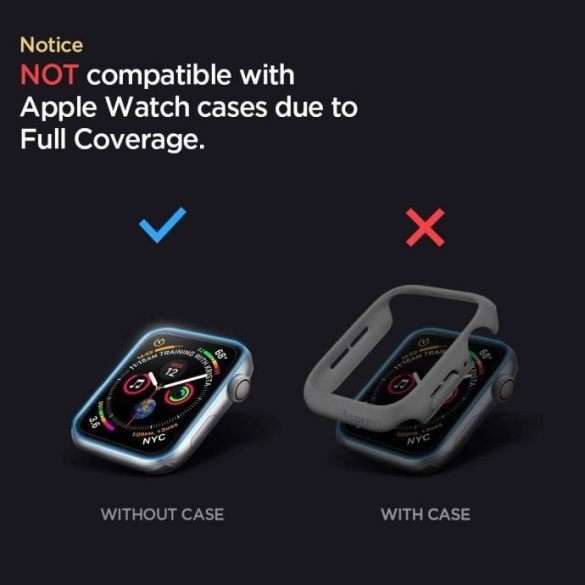 Apple Watch 4-6, SE (40mm), Kijelzővédő fólia, ütésálló fólia (az íves részre is!), Tempered Glass (edzett üveg), Spigen Pro Ez Fit, Clear, 2 db / csomag
