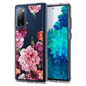 Samsung Galaxy S20 FE / S20 FE 5G SM-G780 / G781, Szilikon tok, légpárnás sarok, rózsa minta, Spigen Ciel Cyril Cecile, átlátszó/színes